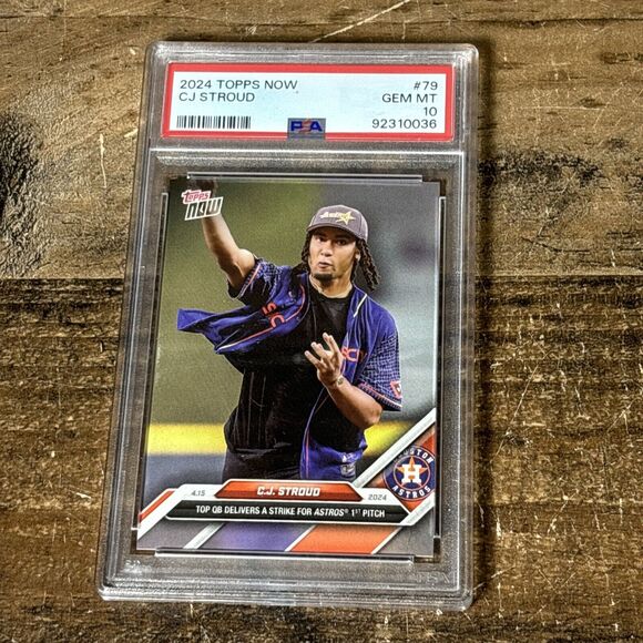 CJ Stroud - 2024 Topps Now 1st Pitch - PSA 10 Houston Texans Astros #79 - Picture 2 of 5
